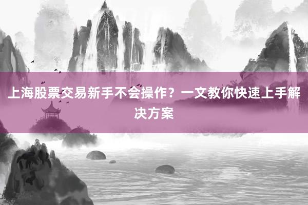上海股票交易新手不会操作？一文教你快速上手解决方案