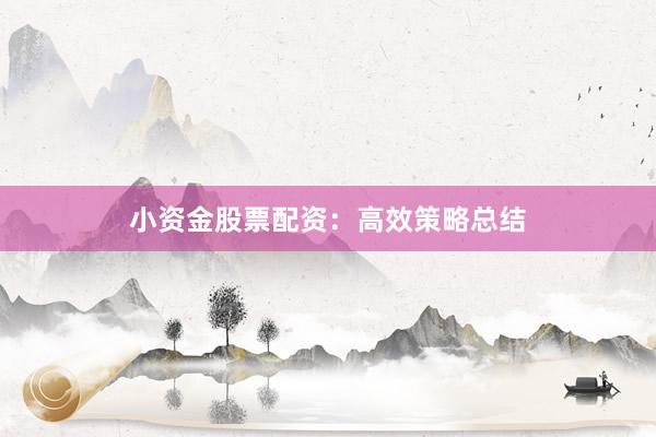 小资金股票配资：高效策略总结