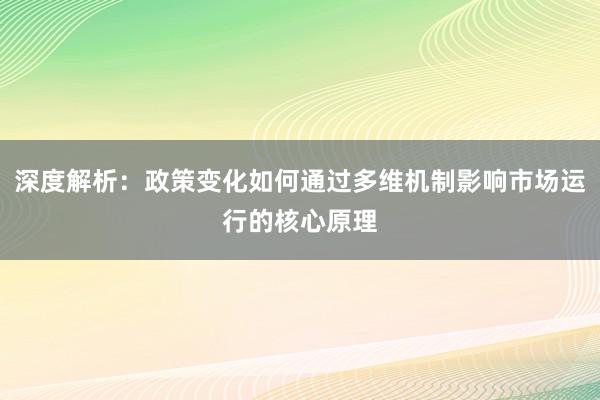 深度解析：政策变化如何通过多维机制影响市场运行的核心原理