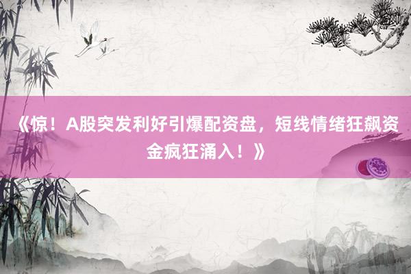 《惊！A股突发利好引爆配资盘，短线情绪狂飙资金疯狂涌入！》