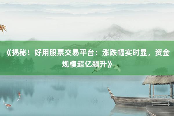 《揭秘！好用股票交易平台：涨跌幅实时显，资金规模超亿飙升》