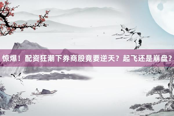 惊爆！配资狂潮下券商股竟要逆天？起飞还是崩盘？